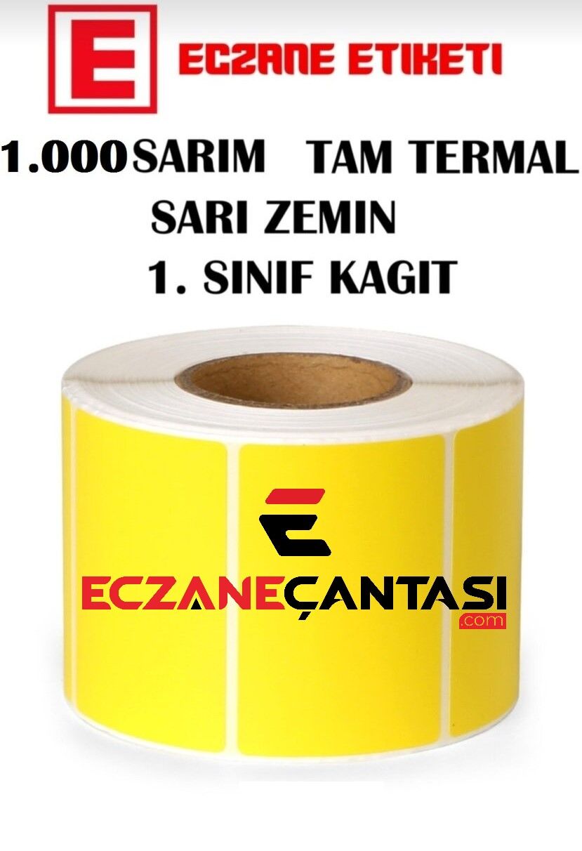 Eczane İlaç Tarif Etiketi Sarı Zeminli 40mm × 60mm 1000 Adet