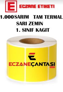 Eczane İlaç Tarif Etiketi Sarı Zeminli 40mm × 60mm 1000 Adet