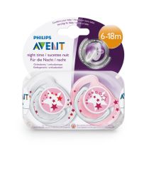 AVENT YALANCI EMZIK KARANLIKTA PARLAYAN 2 LI 6-18 AY PEMBE