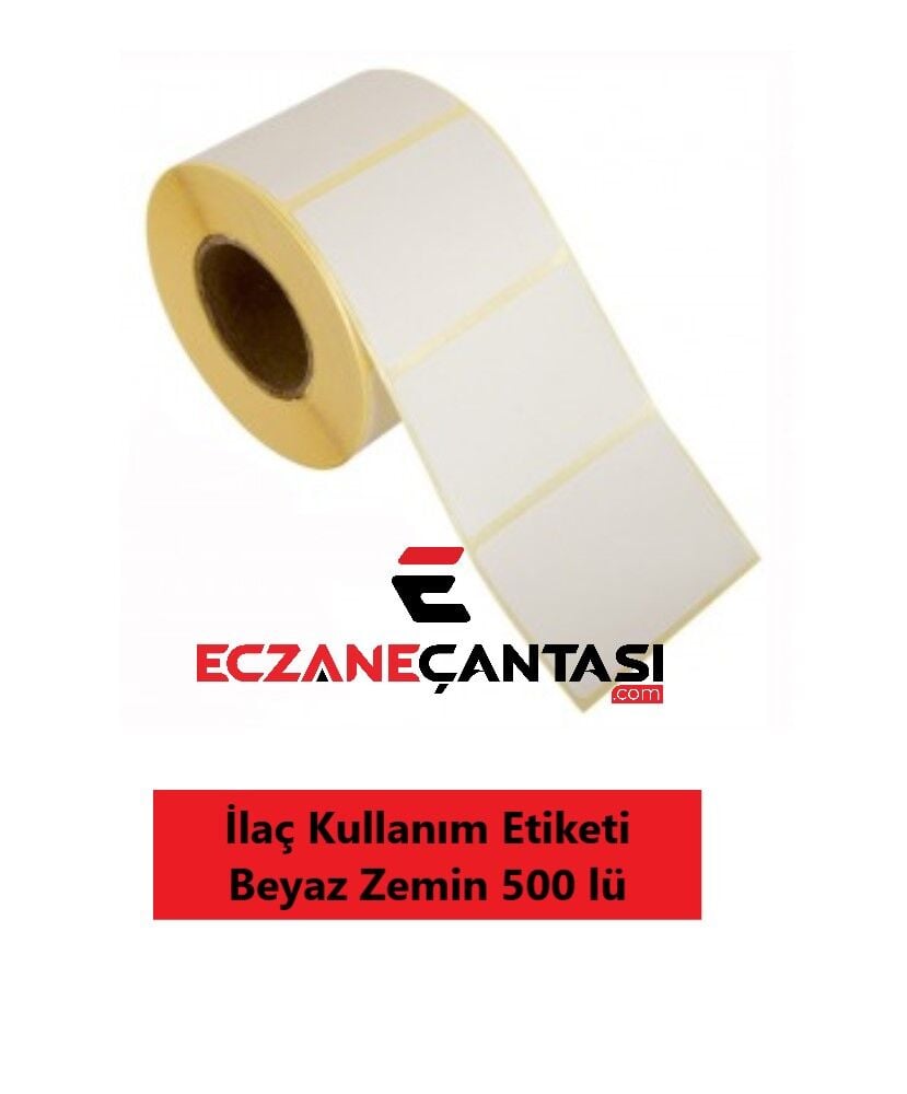 Eczane İlaç Tarif Etiketi Beyaz Zeminli 40mm × 60mm 500 Adet
