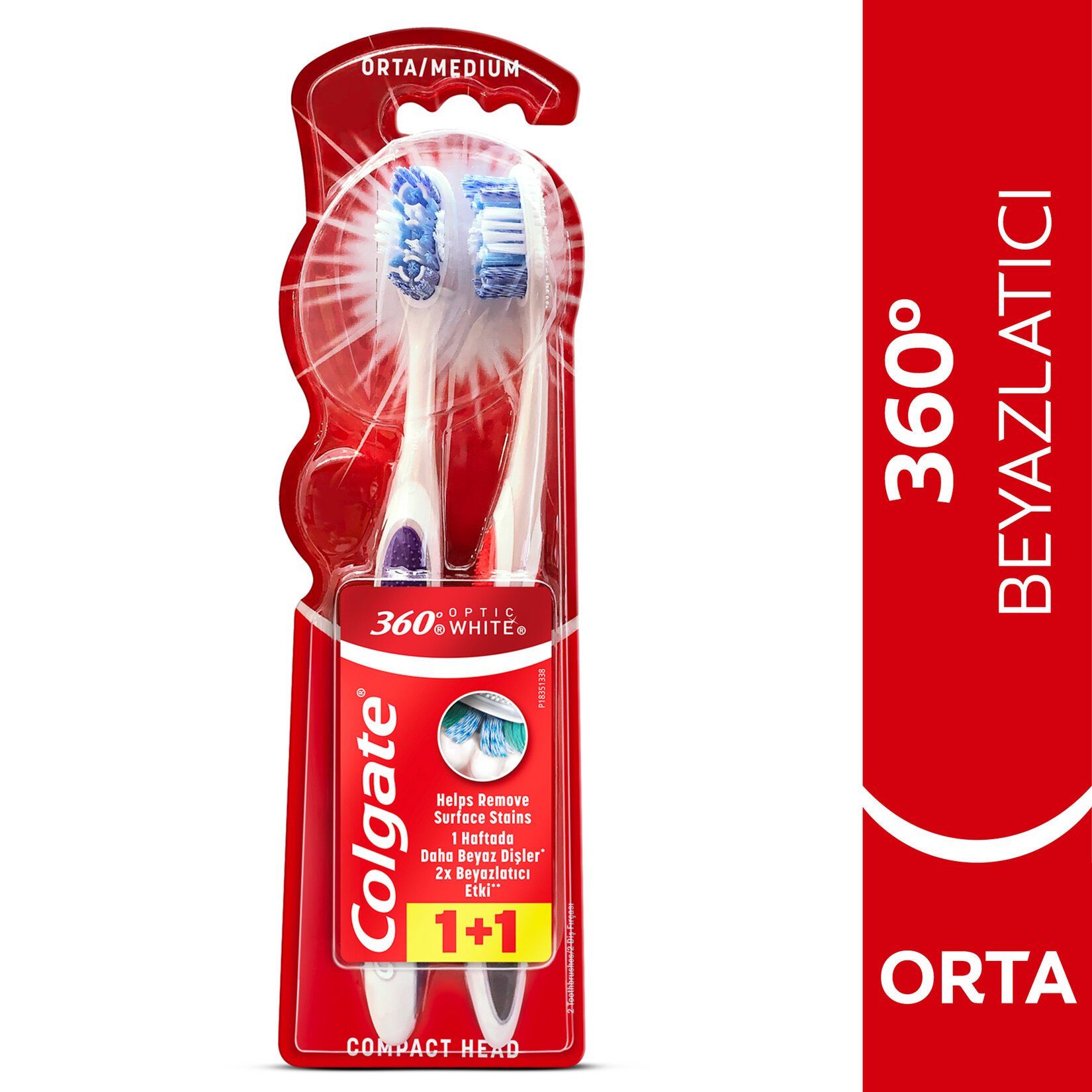 Colgate 360 Optik Beyaz Diş Fırçası Yumuşak 1+1