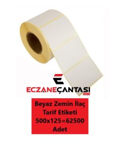 Eczane İlaç Tarif Etiketi Beyaz Zeminli 40mm × 60mm 125 x 500 lü Rulo