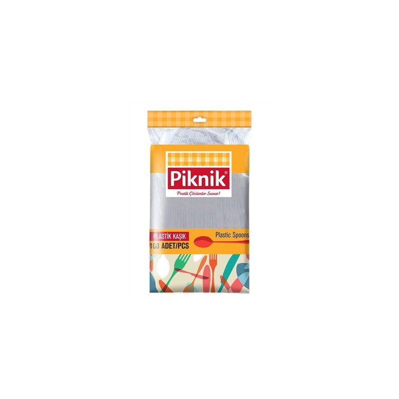 Piknik KullanAt Plastik Kaşik 100'Lü Büyük Beyaz 1965P