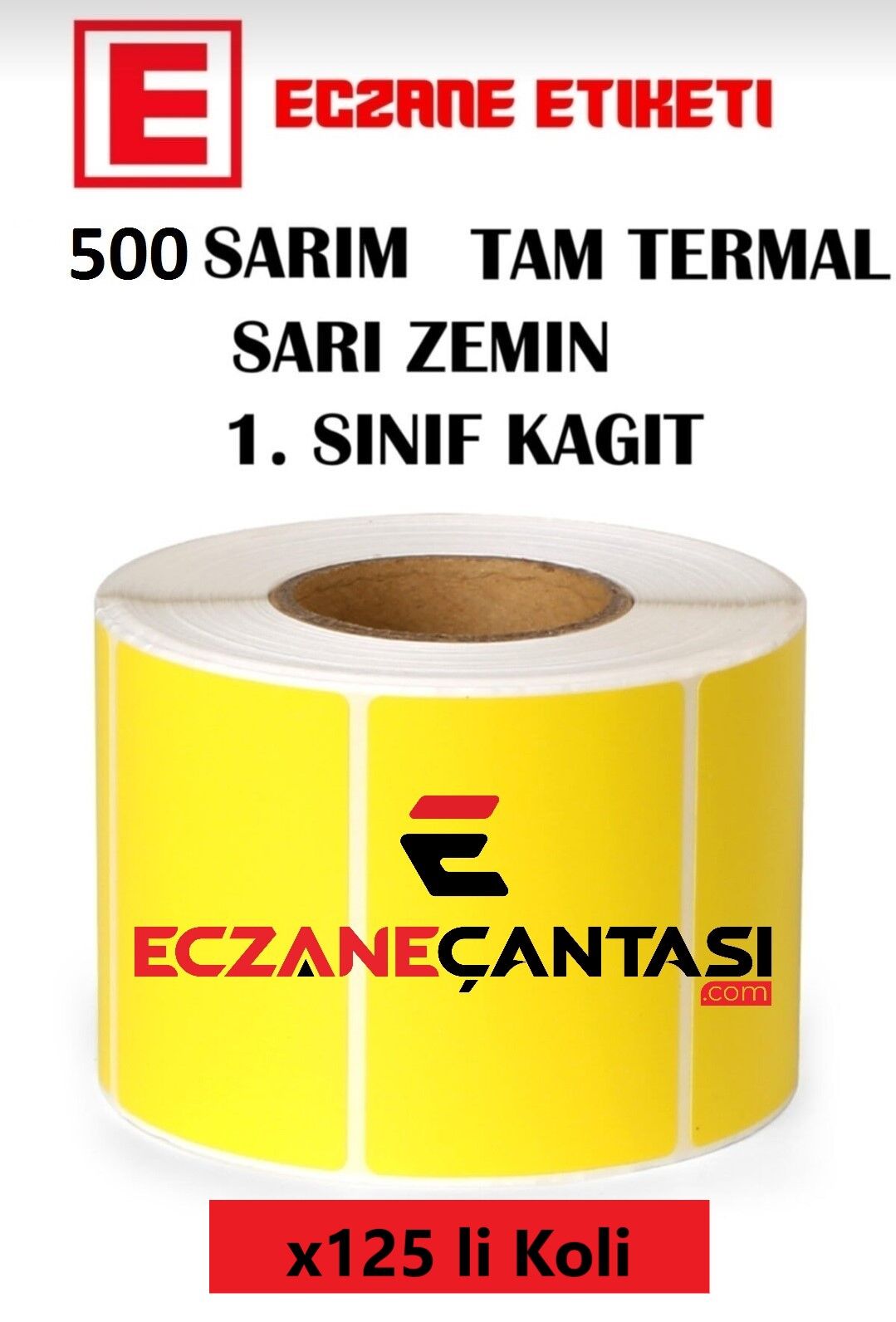 Eczane İlaç Tarif Etiketi Sarı Zeminli 40mm × 60mm 125 x 500 Adet