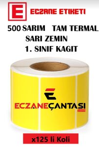Eczane İlaç Tarif Etiketi Sarı Zeminli 40mm × 60mm 125 x 500 Adet