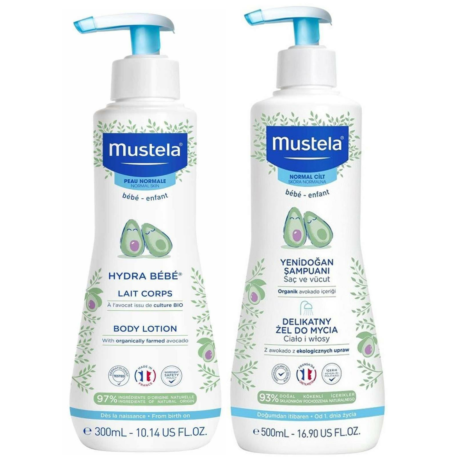 Mustela Yenidoğan Saç ve Vücut Şampuanı 500 ml + Mustela Hydra Bebe Vücut Losyonu 300 ml