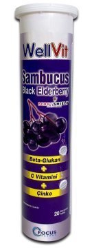 Wellvit Sambucus+Beta Glukan+C Vit+Çinko 20 Efervesan Tablet