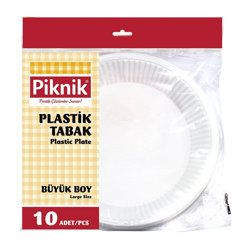 Piknik KullanAt Plastik Tabak 17 Cm  10'Lu Orta Beyaz 1493P