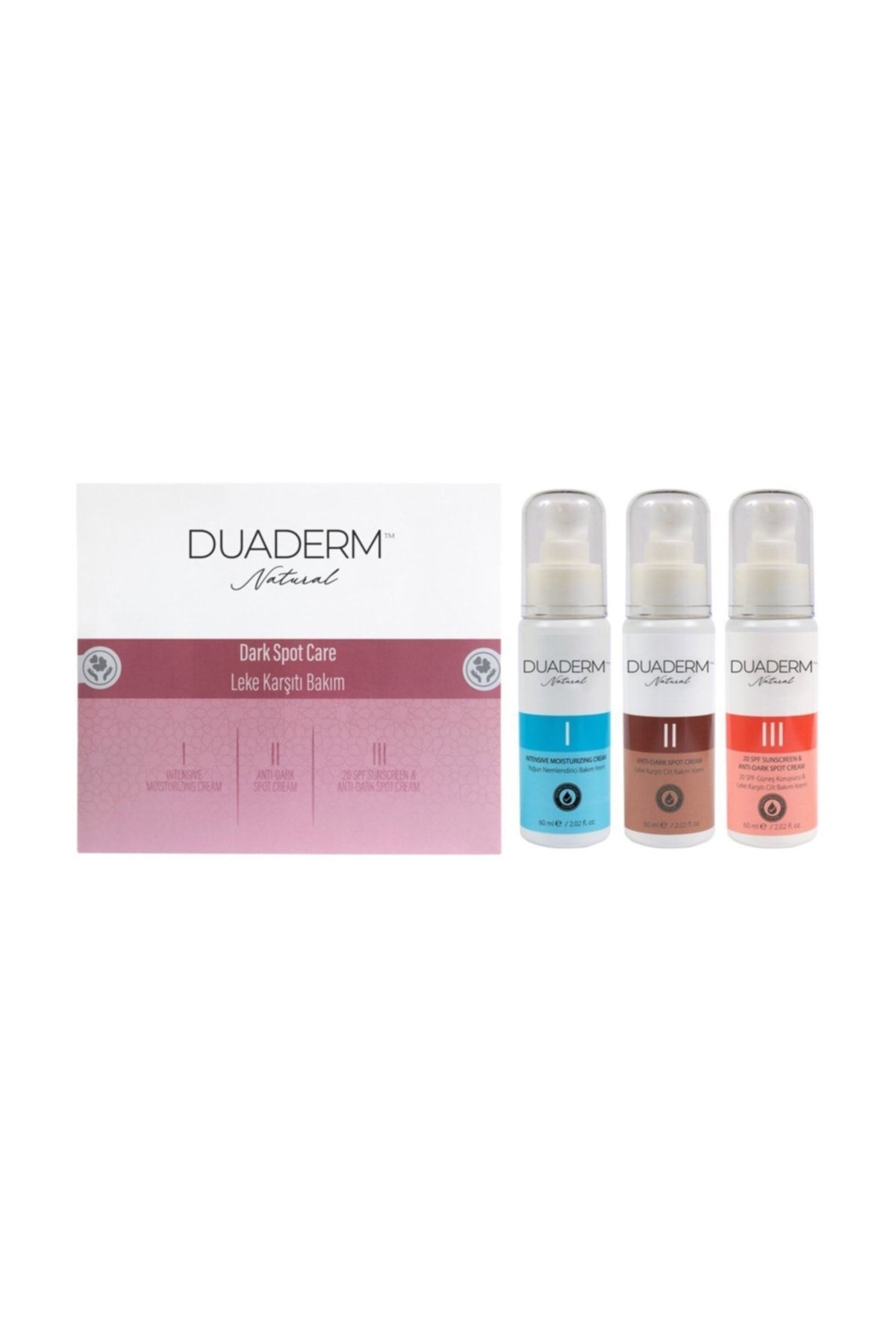 Duaderm Leke Karşıtı Bakım Seti - Nemlendirici Krem 60 ml + Anti Dark Spot Krem 60 ml + SPF20 Krem 60 ml