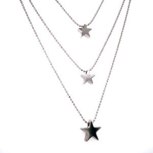 Yıldız Figürlü Üçlü Zincir Kolye Gümüş
