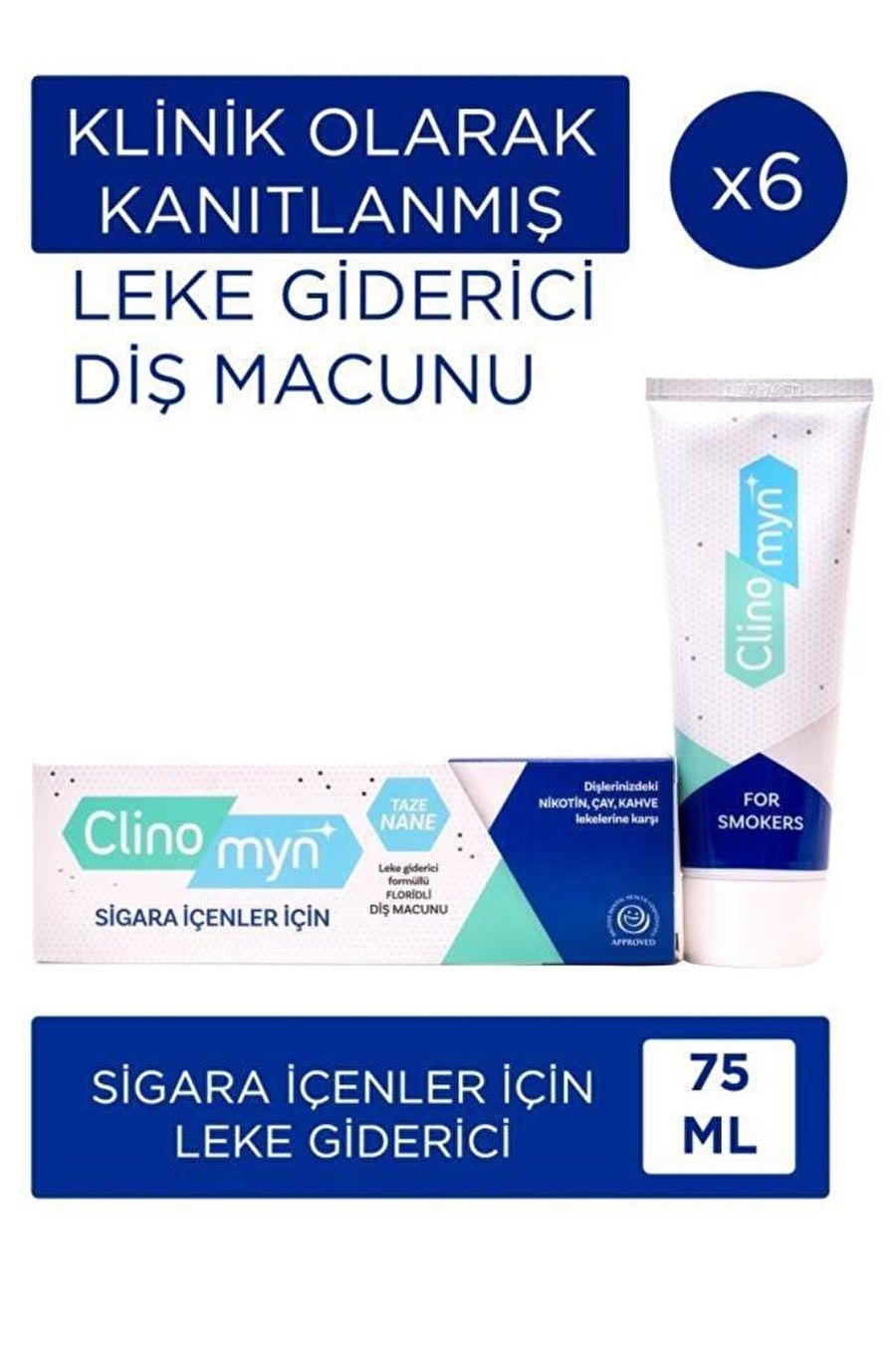 Clinomyn Sigara İçenlere Özel Diş Macunu 75 ml - 6 Adet