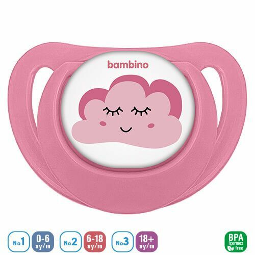 Bambino P2565 Desenli Fit Damaklı Emzik 6-18 Ay - Pembe