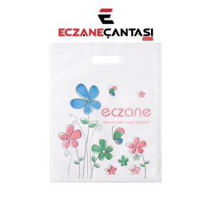 Eczane Çantası Çiçek Desen El Geçme Büyük Bez Çanta 30x37 100 lü Paket