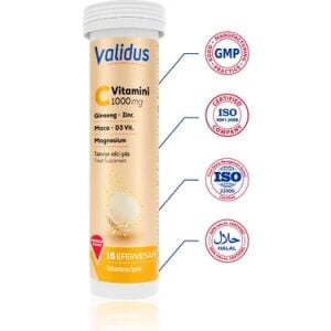 Validus Energy Vitamin C 1000 mg + Ginseng + Zinc + Maca 15 Efervesan Tablet