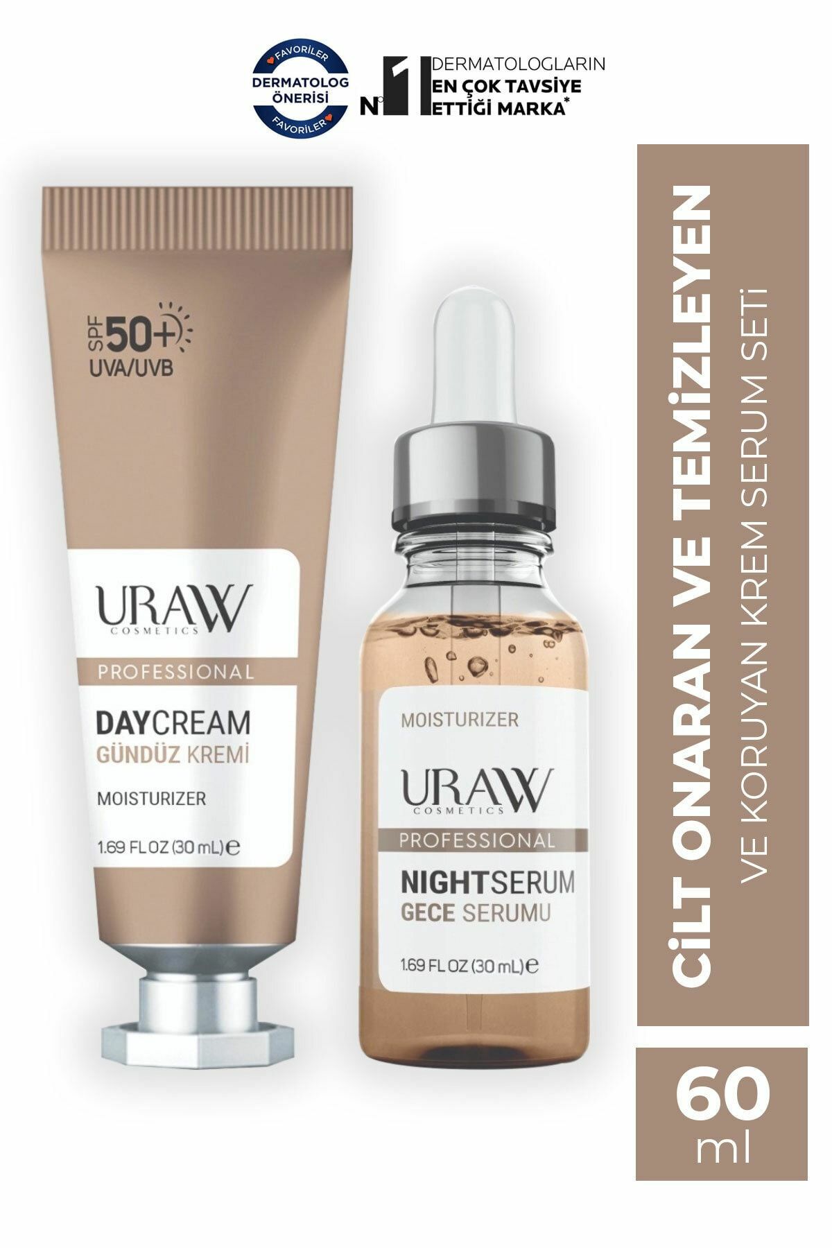 Uraw Cosmetics Gündüz Kremi 30 ml + Gece Serumu 30 ml