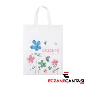 Eczane Çantası Çiçek Desen Kulplu Büyük Bez Çanta 30x37 100 lü Paket