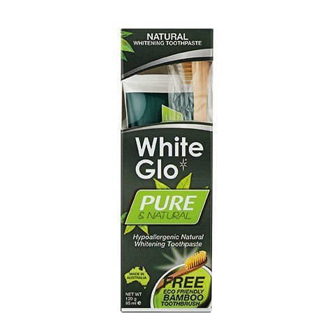 White Glo Pure Saf & Doğal Diş Macunu 85 ml + Bambu Diş Fırçası HEDİYE