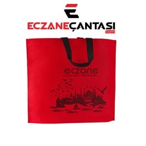 Eczane Çantası İstanbul Kulplu Körüklü Büyük Bez Çanta 40x34x7 50 li Paket