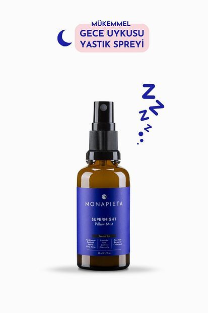 Monapieta Mükemmel Gece Uykusu Kaliteli ve Derin Uyku 11 Değerli Esansiyel Yağ Yastık Spreyi 50 ml