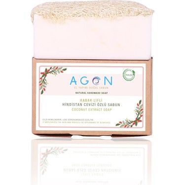 Agon El Yapımı Doğal Kabak Lifli Hindistan Cevizi Özlü Sabun 120 gr