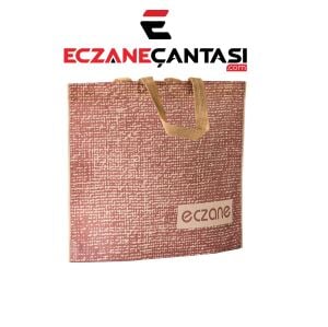 Eczane Çantası Hasır Desen Kulplu Körüklü Büyük Bez Çanta 40x34x7 50 li Paket