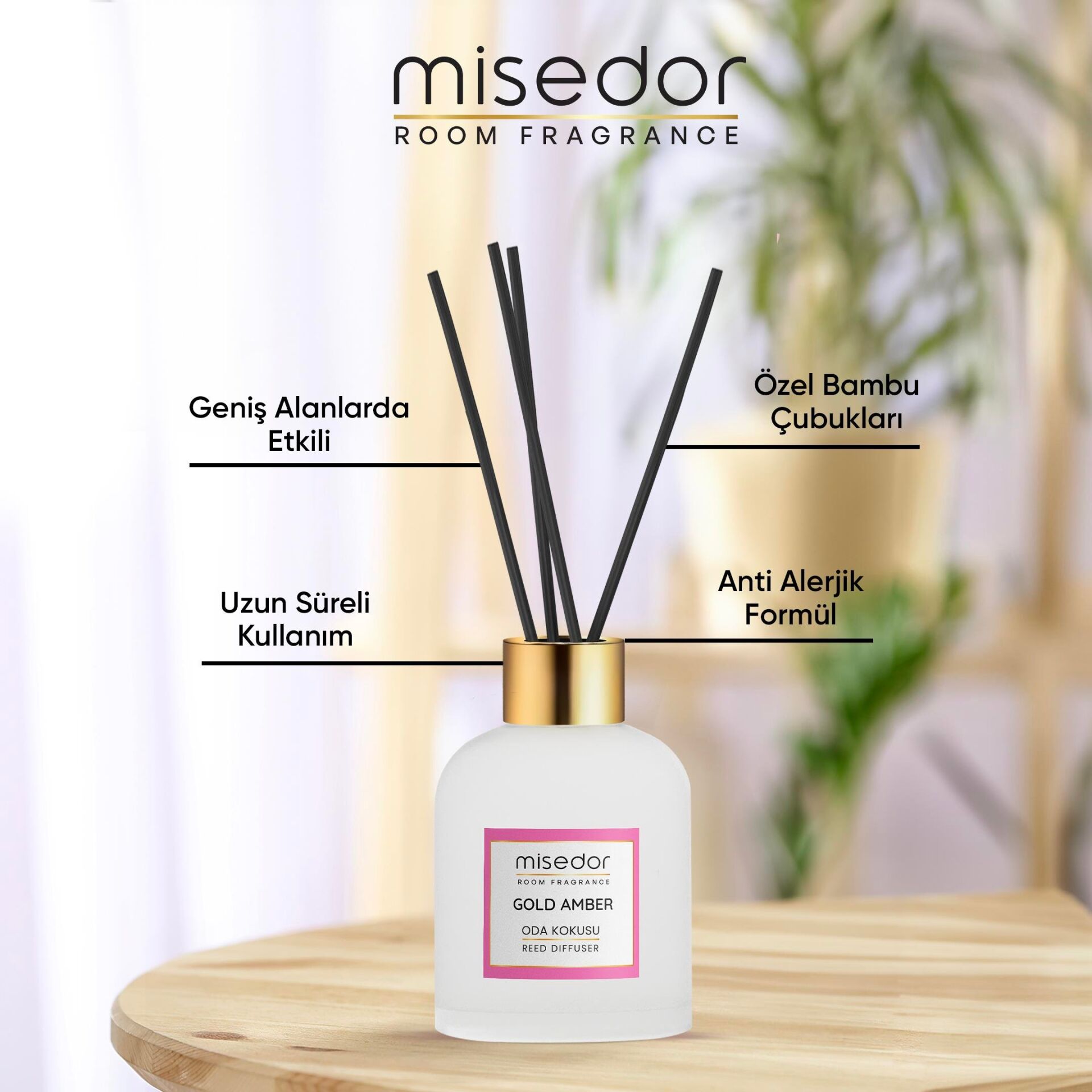 Misedor Gold Amber Çubuklu Oda Kokusu 120 ml