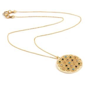 Yaşam Çiçeği Zirkon Kolye Gold