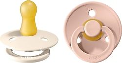 Bibs Colour Kauçuk 6-18 Ay Emzik 2'li - Blush & Blush