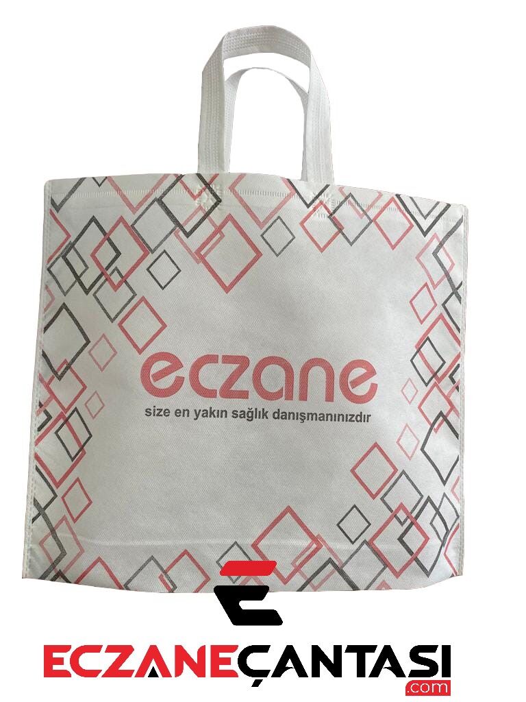 Eczane Çantası Kareli Kulplu Körüklü Büyük Bez Çanta 40x34x7 50 li Paket