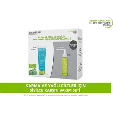 Bioderma Akne Ve Sivilce Karşıtı Bakım Seti - 1199TL Özel Fiyat Etiketli + Sebium Foam 200 ml + Sebium Kerato+ 30 ml