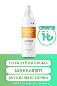Licape UVA UVB Güneş Koruyucu Sprey Süt SPF50 200 ml
