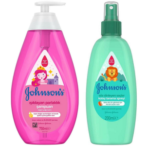 Johnson's Bebek Şampuanı 750 ml + Johnson's Işıldayan Parlaklık Kolay Tarama Spreyi 200 ml