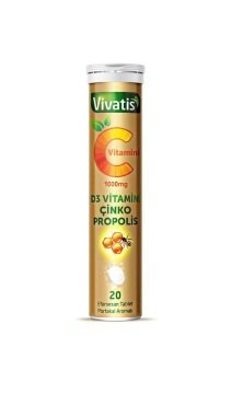 Vivatis C Vit 1000 mg + D3 + Çinko + Propolis 20 Efervesan Tablet