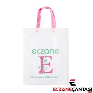 1000 Adet Eczane Çantası E-Logolu Kulplu Büyük Bez Çanta 30x37