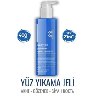 Quality Life Yüz Yıkama Jeli Yağlı Karma Ciltler İçin Siyah Nokta Makyaj Temizleme 400 ml