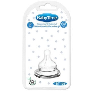 Babytime Silikon Geniş Ağız Biberon Emziği No:2 6-18 Ay BT103