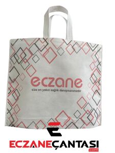 500 Adet Eczane Çantası Kareli Kulplu Körüklü Büyük Bez Çanta 40x34x7