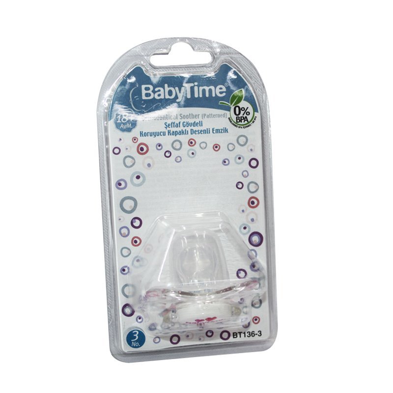 Babytime Şeffaf Gövdeli Desenli Emzik No:3 18+Ay BT136-3