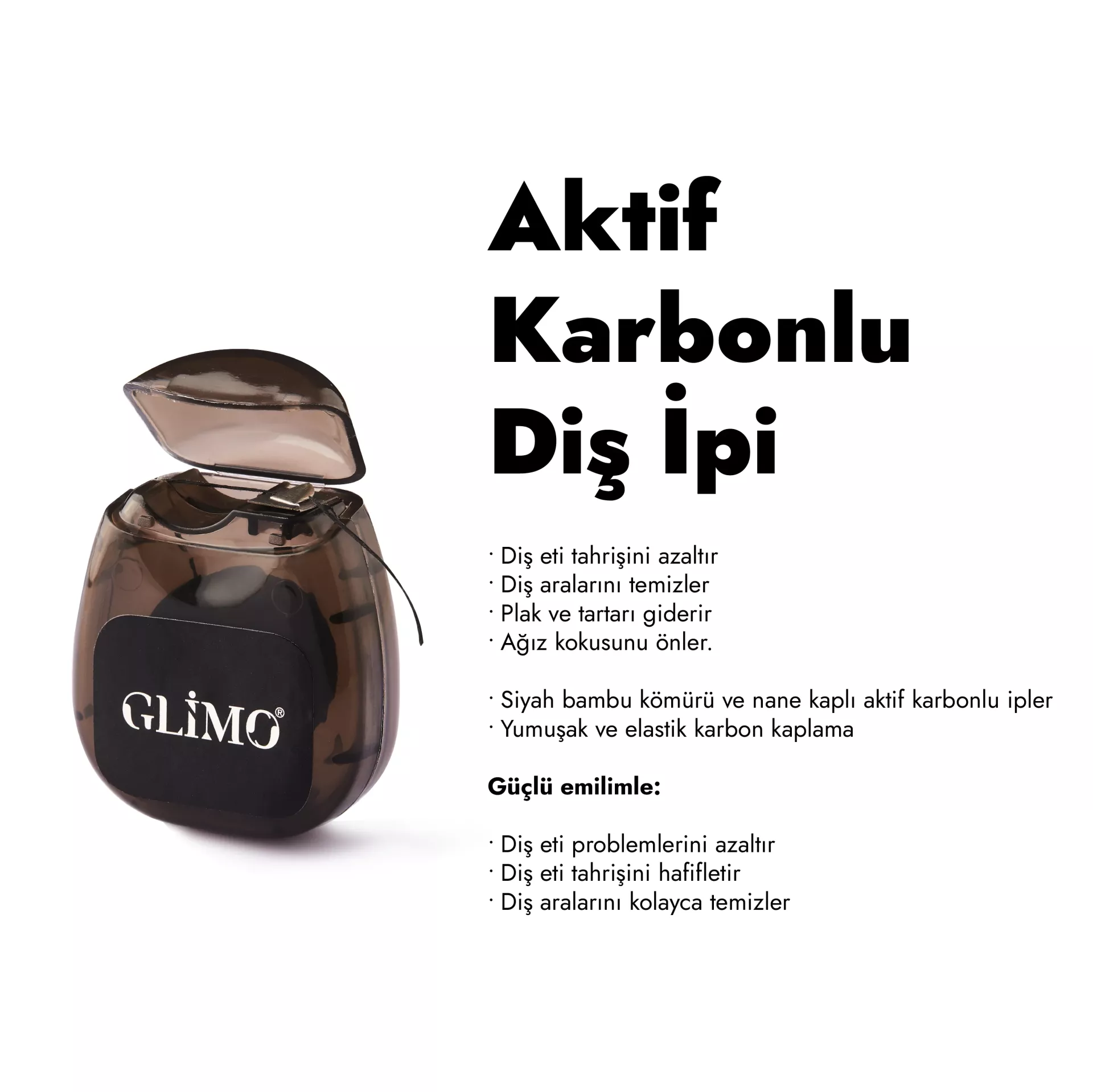 Glimo Aktif Karbonlu Diş İpi