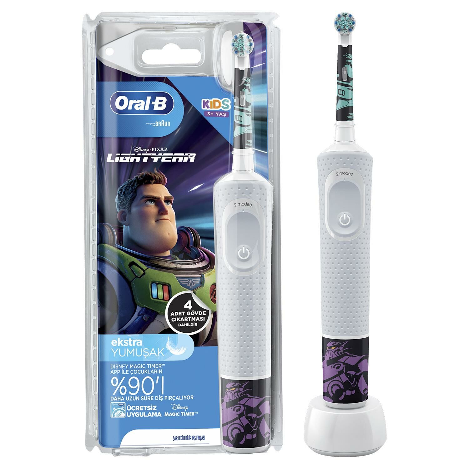 Oral-B D100 Vitality Lightyear Özel Seri Çocuklar İçin Ekstra Yumuşak Şarj Edilebilir Diş Fırçası