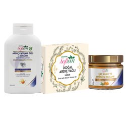 Ardıç Katr Özlü ve Kükürtlü Şamp + Çay Ağacı ve Aynı Sefa Balm 20 g + Doğal Ardıç Yağlı Sabun 130 g