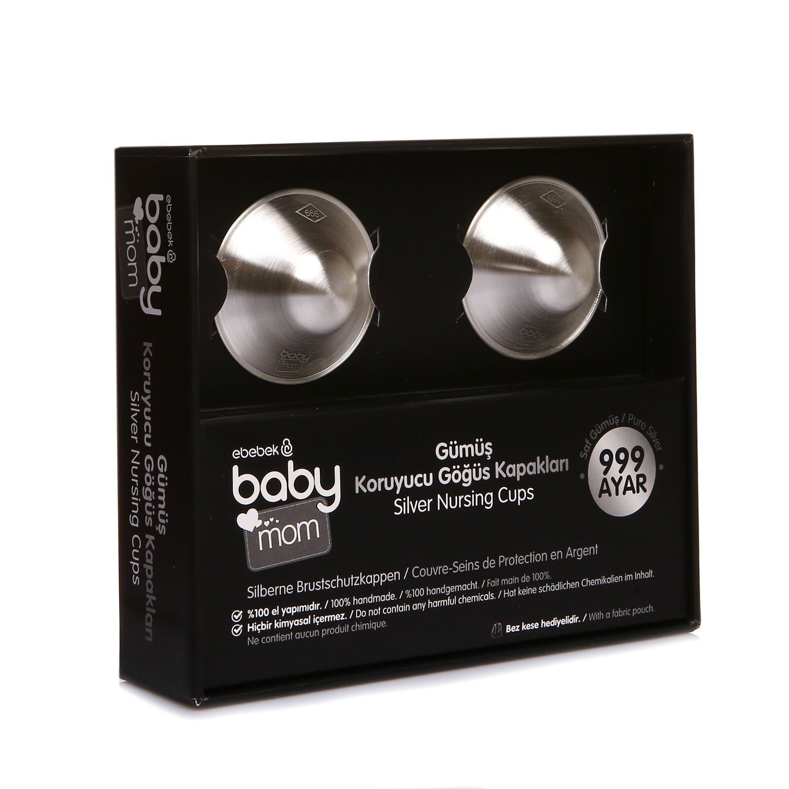 Baby Mom Saf Gümüş Göğüs Kapakları 999 Ayar