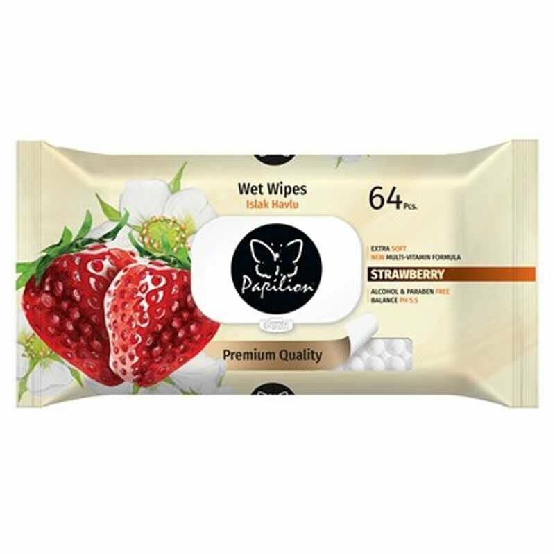 Papilion İslak Havlu  64Lü Çilekli