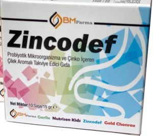 Zincodef Probiyotik Mikroorganizma ve Çinko İçeren Çilek Aromalı 15 gr 10 Saşe