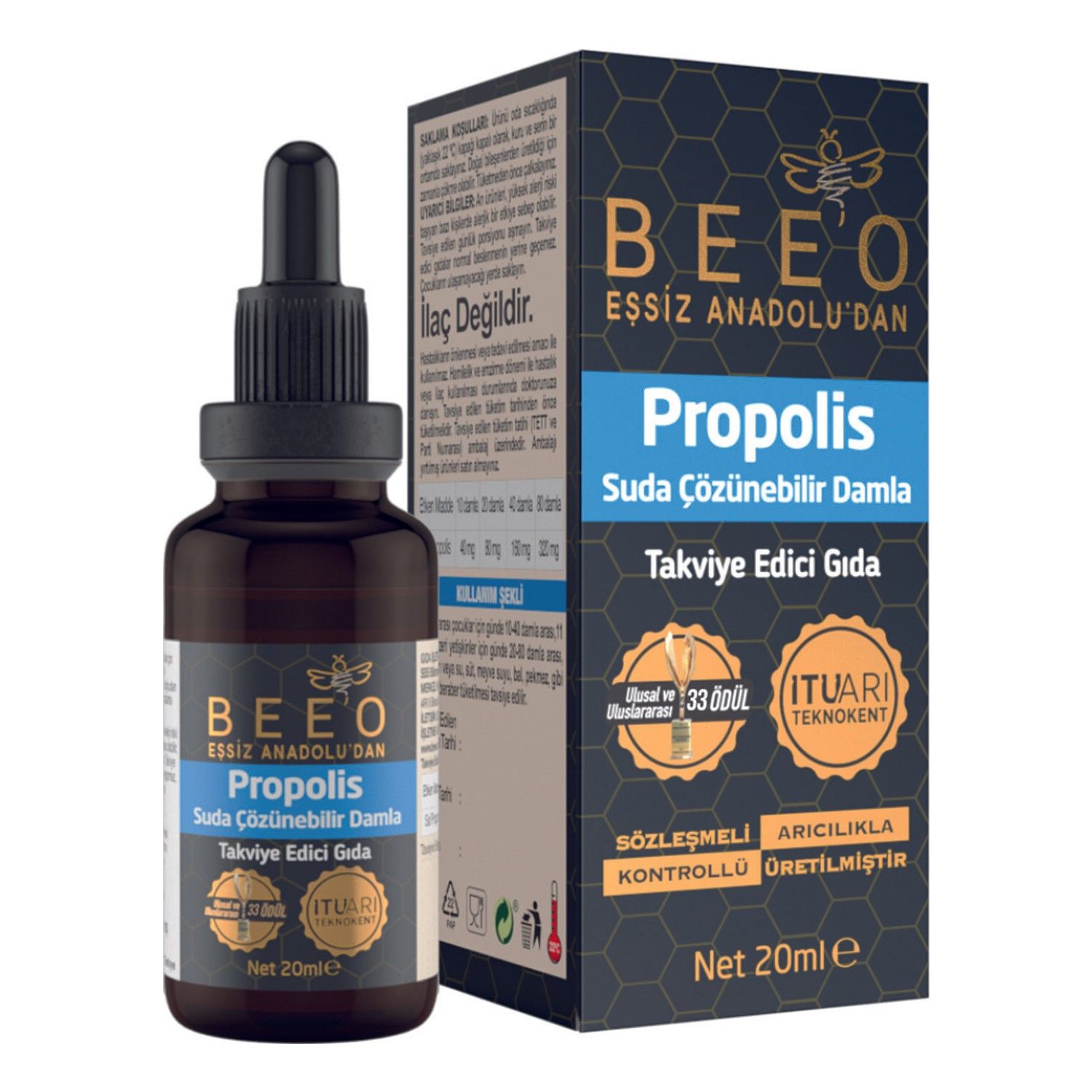 Bee'o %10 Propolis Suda Çözünebilir Damla 20 ml