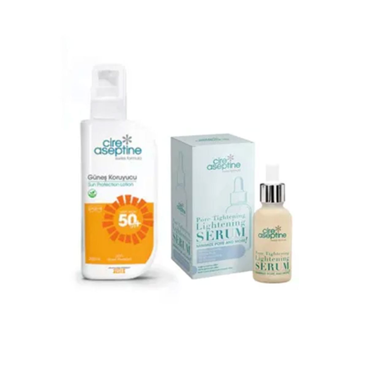 Cire Aseptine Güneş Koruyucu SPF50 200 ml + Gözenek Sıkılaştırıcı Serum 30 ml
