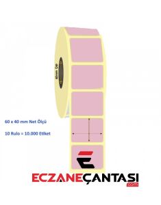 Eczane İlaç Tarif Etiketi Pembe Renk 40mm × 60mm 10 000 Adet