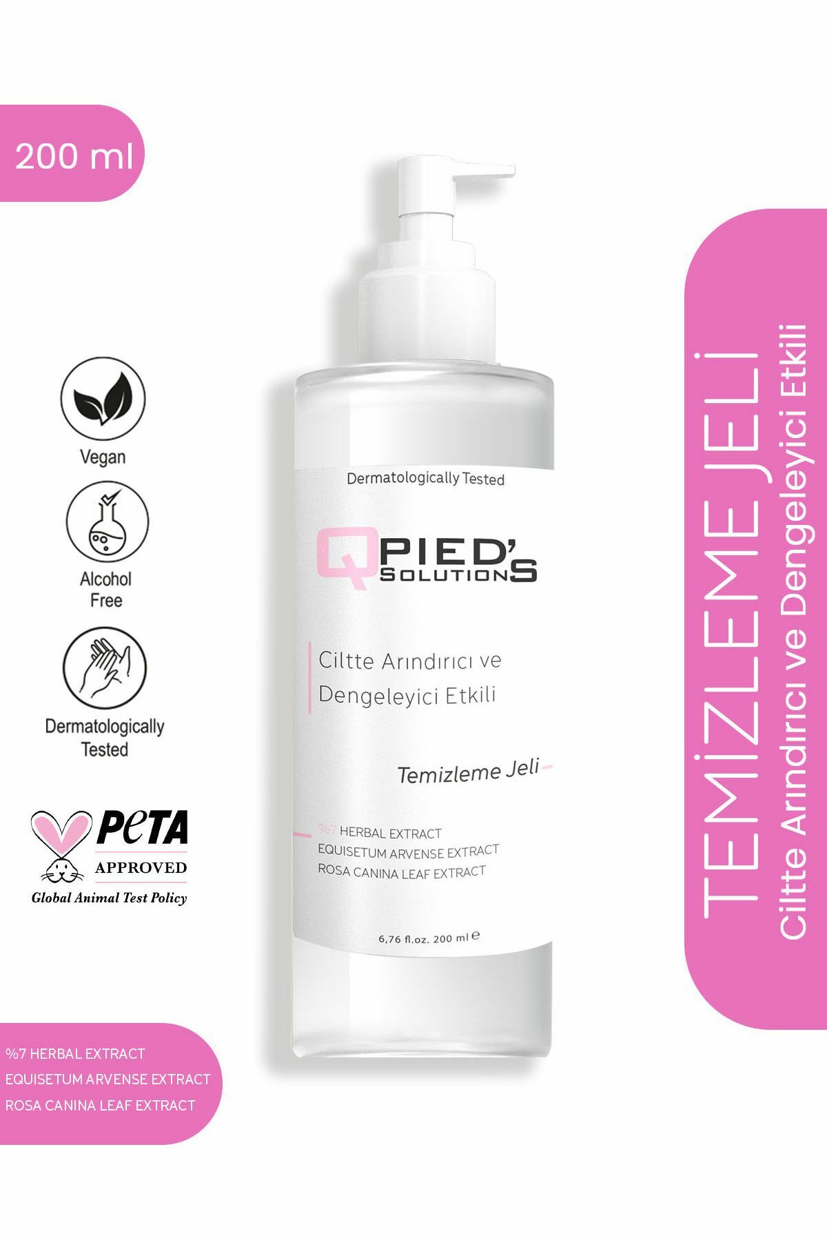 Qpied's Solutions Ciltte Arındırıcı ve Dengeleyici Etkili Yüz Temizleme Jeli 200 ml
