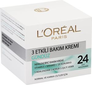 L'Oreal Paris 3 Etkili Bakım Kremi Normal ve Karma Ciltler Gündüz Kremi 50 ml