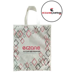 1000 Adet Eczane Çantası Zincir Kare Desen Kulplu Büyük Bez Çanta 30x37